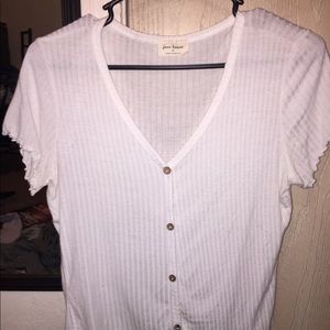 White lettuce trim shirt